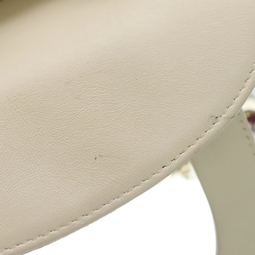 Dior Monsieur Lady Small 2-Way Mini Tote Shoulder Bag Ivory White Leather Gold