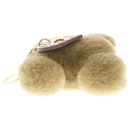 Celine Triomphe Pom Charm Logo Bag Key Ring Pink Brown