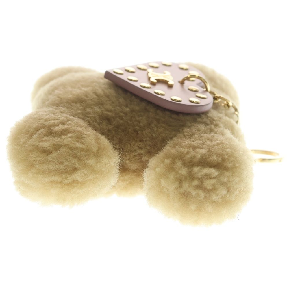 Celine Triomphe Pom Charm Logo Bag Key Ring Pink Brown