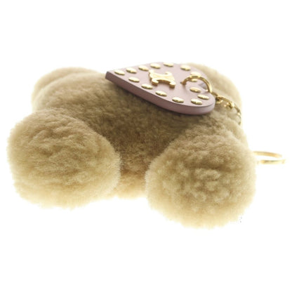 Celine Triomphe Pom Charm Logo Bag Key Ring Pink Brown