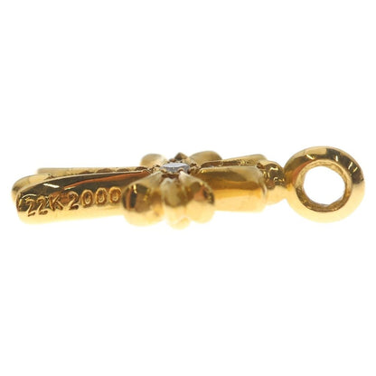 Chrome Hearts 22k Tny Crsf P Dia Tiny Fat Cross Pave Diamond Pendant Top Gold