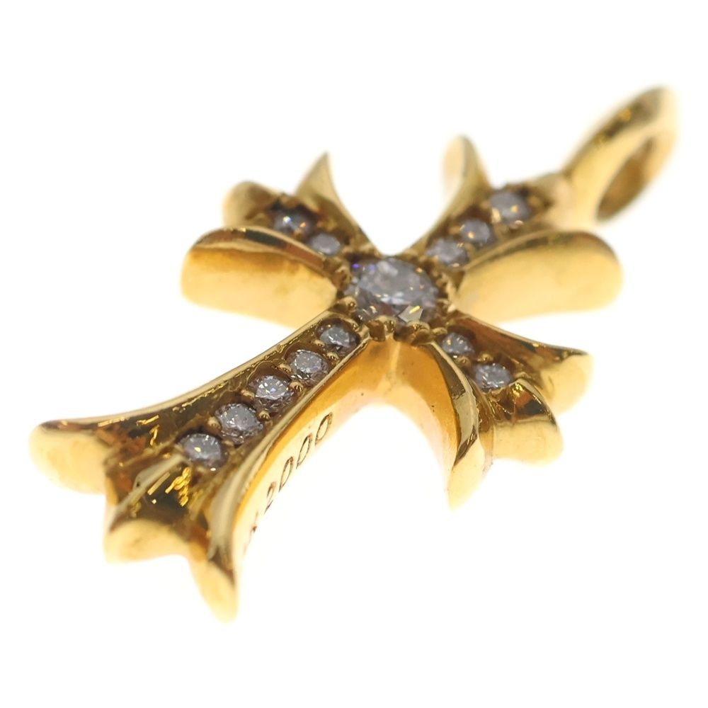 Chrome Hearts 22k Tny Crsf P Dia Tiny Fat Cross Pave Diamond Pendant Top Gold
