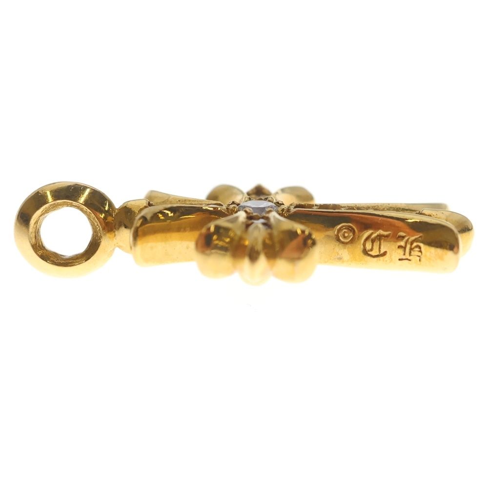 Chrome Hearts 22k Tny Crsf P Dia Tiny Fat Cross Pave Diamond Pendant Top Gold