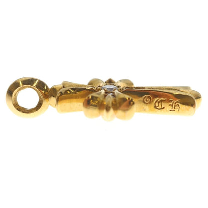 Chrome Hearts 22k Tny Crsf P Dia Tiny Fat Cross Pave Diamond Pendant Top Gold