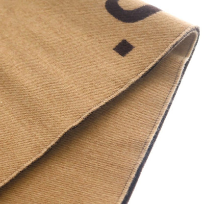 Gucci GG Jacket Wool Silk Fringe Scarf Brown