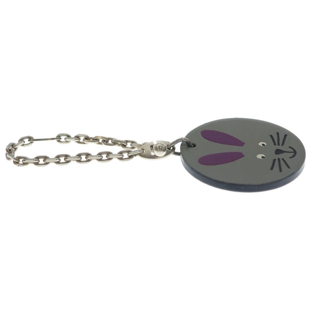 Hermes Rabbit Motif Bag Charm Leather Gray