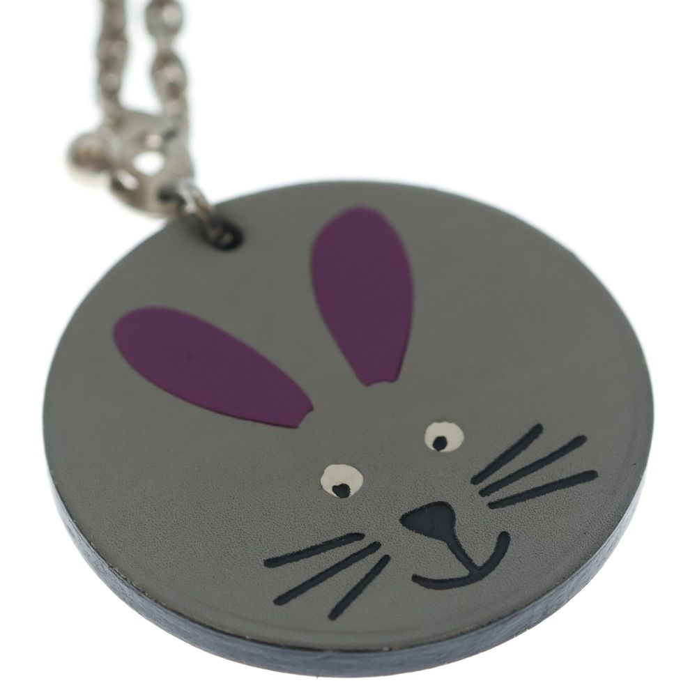 Hermes Rabbit Motif Bag Charm Leather Gray
