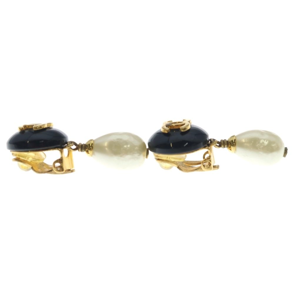 Chanel CC Logo Swing Faux Pearl Earrings Gold