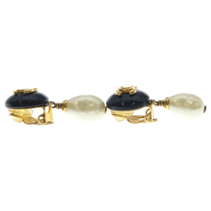 Chanel CC Logo Swing Faux Pearl Earrings Gold