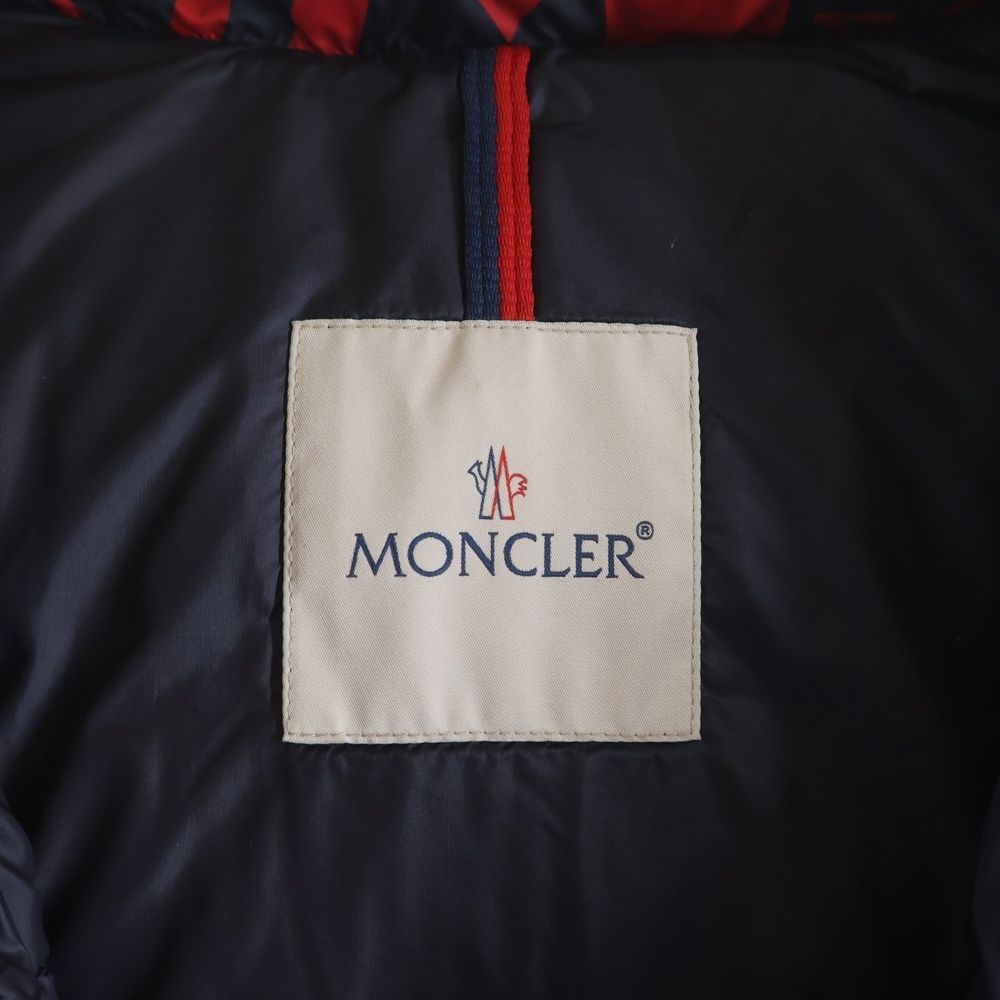 Moncler Frioland All Over Pattern Down Jacket Navy Red