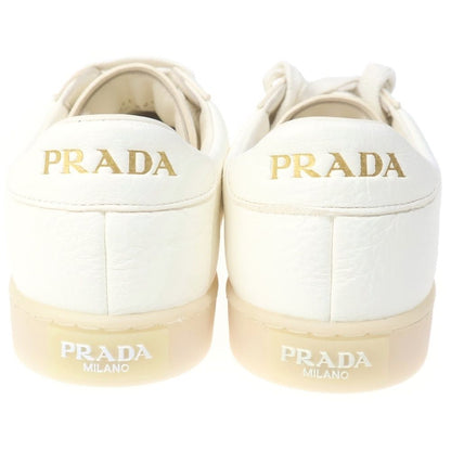 Prada Triangle Logo Leather Low Cut Sneakers White