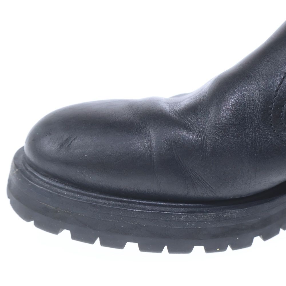 Celine Margaret Chelsea Side Gore Bib Lambskin Sole Ankle Boots Black Leather