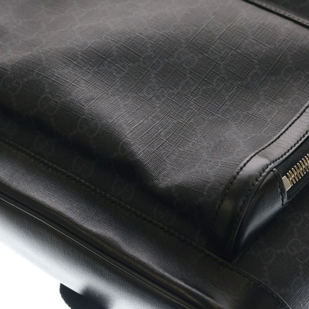 Gucci GG Supreme Interlocking Backpack Black Leather Silver