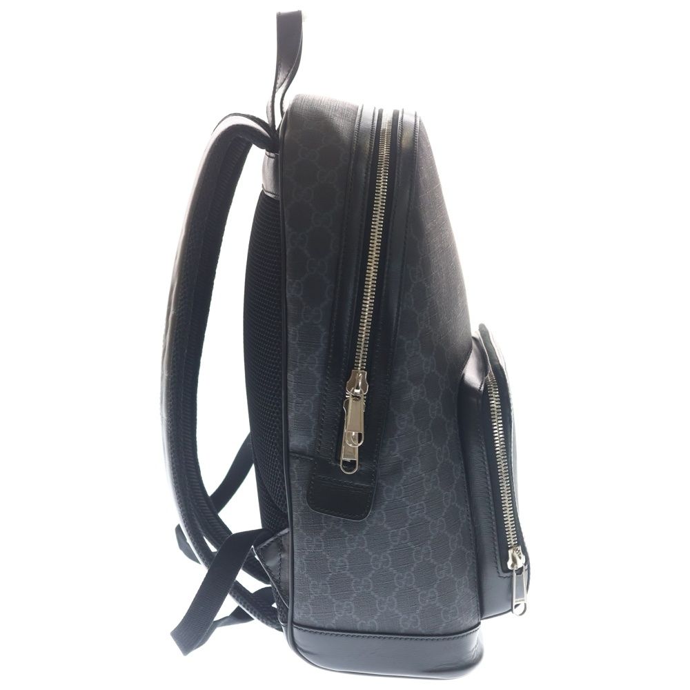 Gucci GG Supreme Interlocking Backpack Black Leather Silver