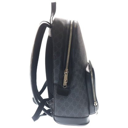 Gucci GG Supreme Interlocking Backpack Black Leather Silver