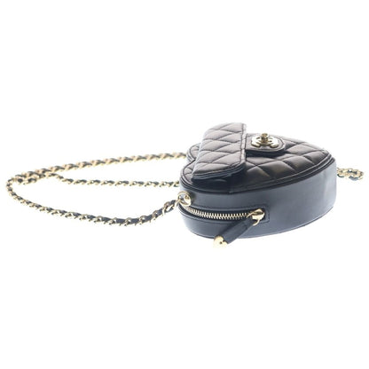 Chanel Heart Chain Shoulder Bag Black Lambskin Gold