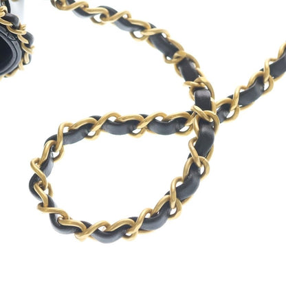 Chanel Quilted Patent Heart Chain Shoulder Bag Black Enamel Gold