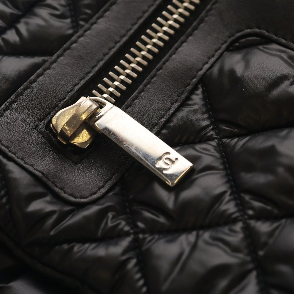 Chanel CC Logo Quilted Nylon Shoulder Bag Black