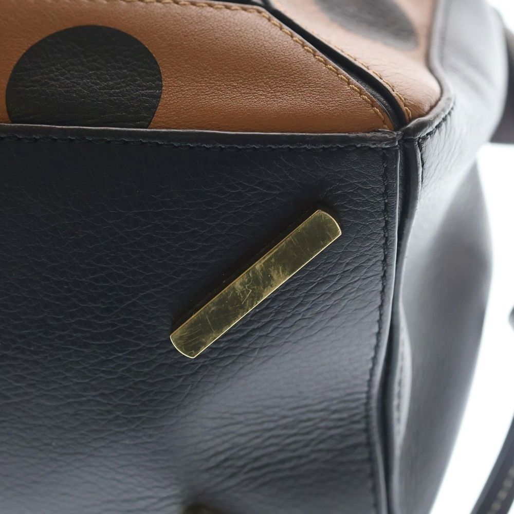 Loewe Puzzle Dot Shoulder Bag Brown Black Leather Gold
