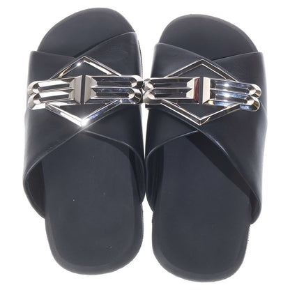Balenciaga Granito Sunset Flat Mule Sandals Black Silver