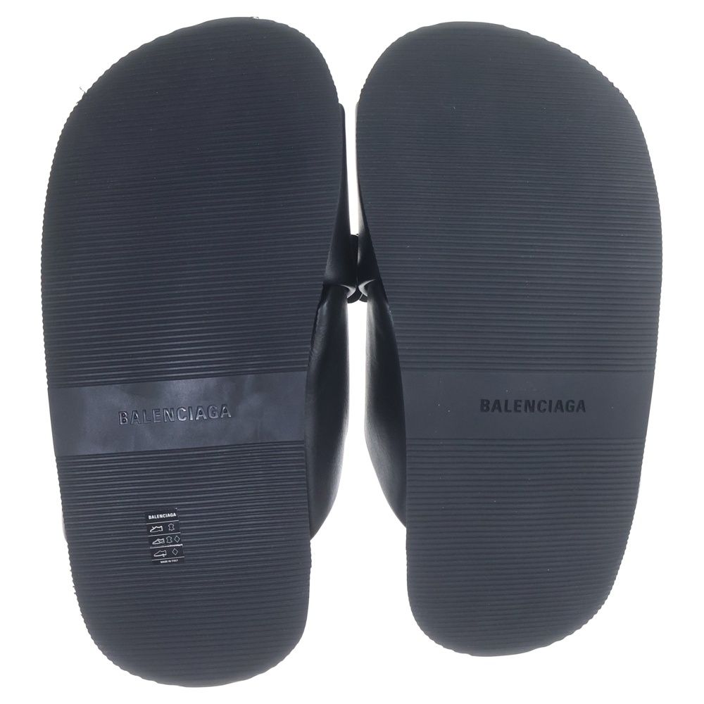 Balenciaga Granito Sunset Flat Mule Sandals Black Silver