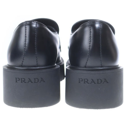 Prada Triangle Plate Logo Brushed Leather Loafers Black
