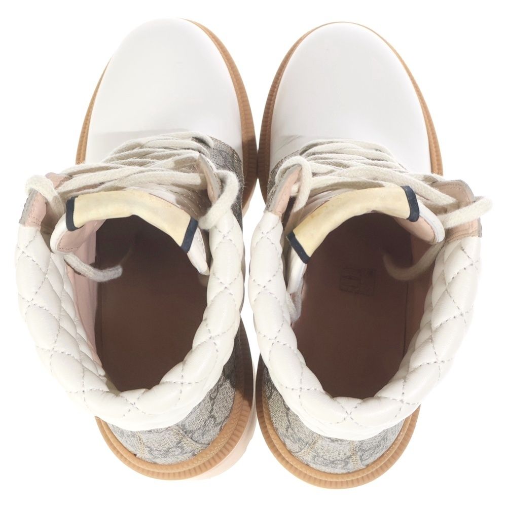 Gucci GG Supreme Ankle Boots White Leather