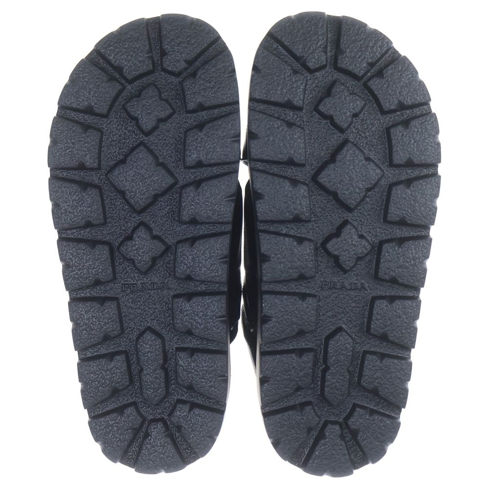 Prada Nappa Leather Crisscross Flatform Sandals Black