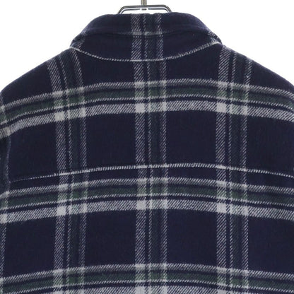 Chrome Hearts Mullet Head Shirt Lining Boa Cross Ball Button Plaid Jacket Navy