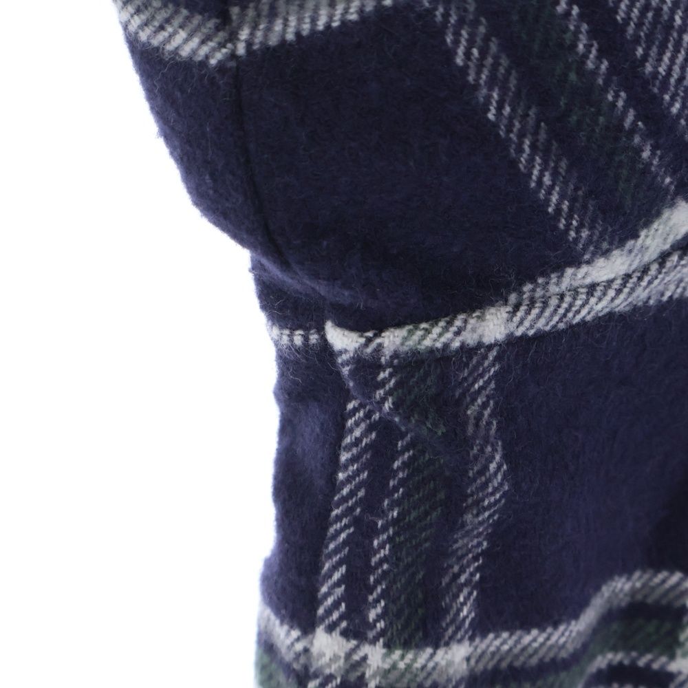 Chrome Hearts Mullet Head Shirt Lining Boa Cross Ball Button Plaid Jacket Navy