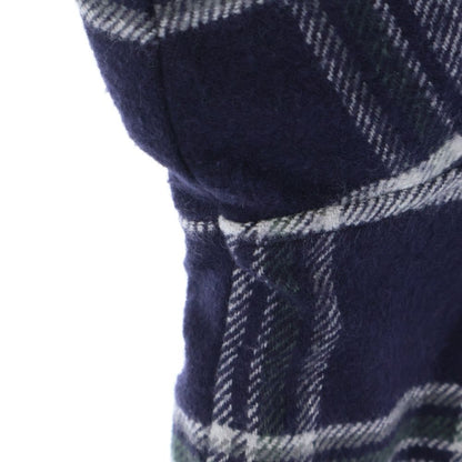 Chrome Hearts Mullet Head Shirt Lining Boa Cross Ball Button Plaid Jacket Navy