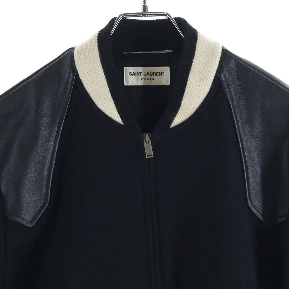 Saint Laurent Paris Shoulder Leather Cut Replacement Zip Up Teddy Jacket