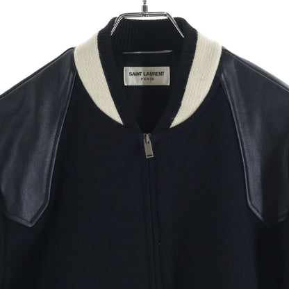 Saint Laurent Paris Shoulder Leather Cut Replacement Zip Up Teddy Jacket