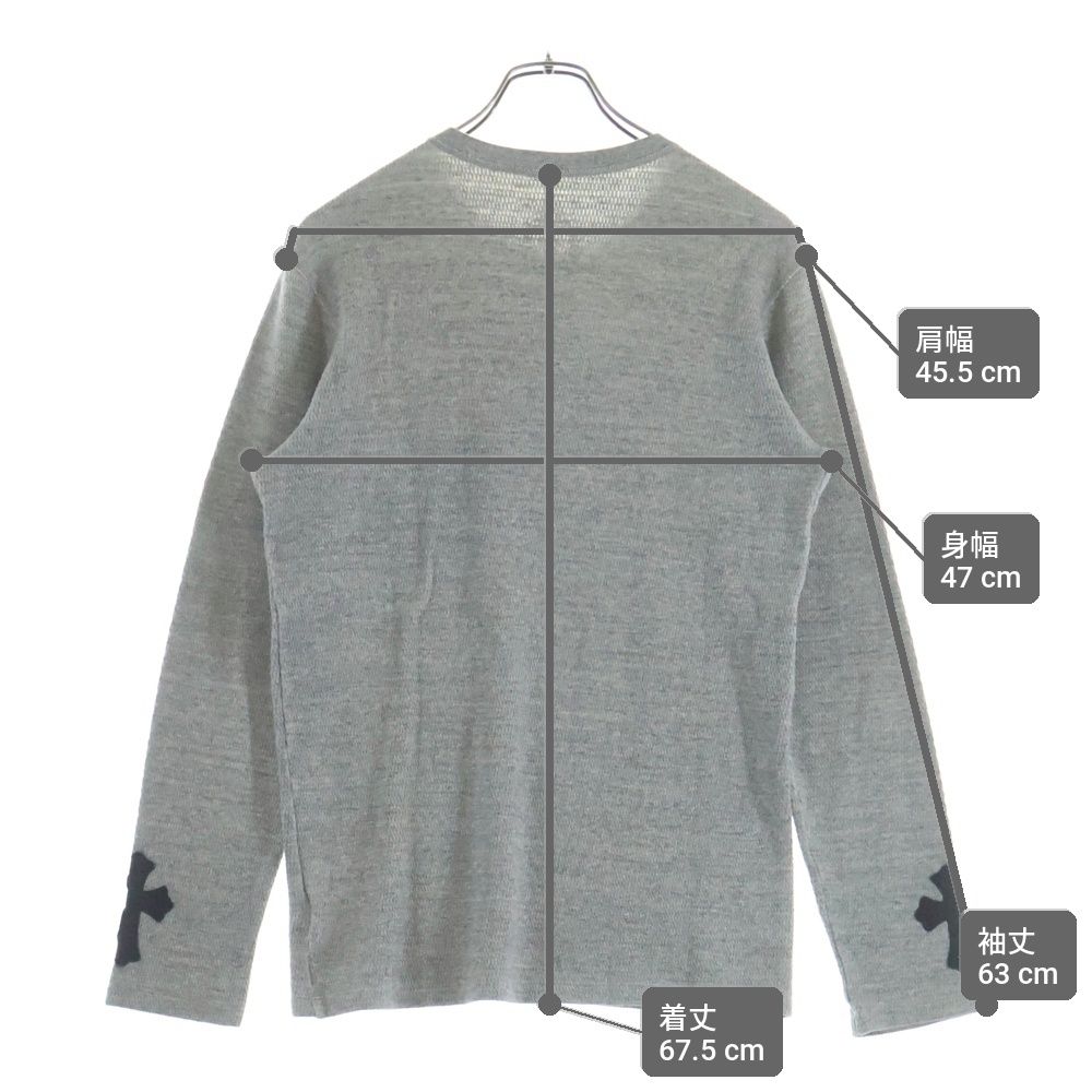 Chrome Hearts Vintage Thermal L S Sleeve Cross Patch Crew Neck Long T-