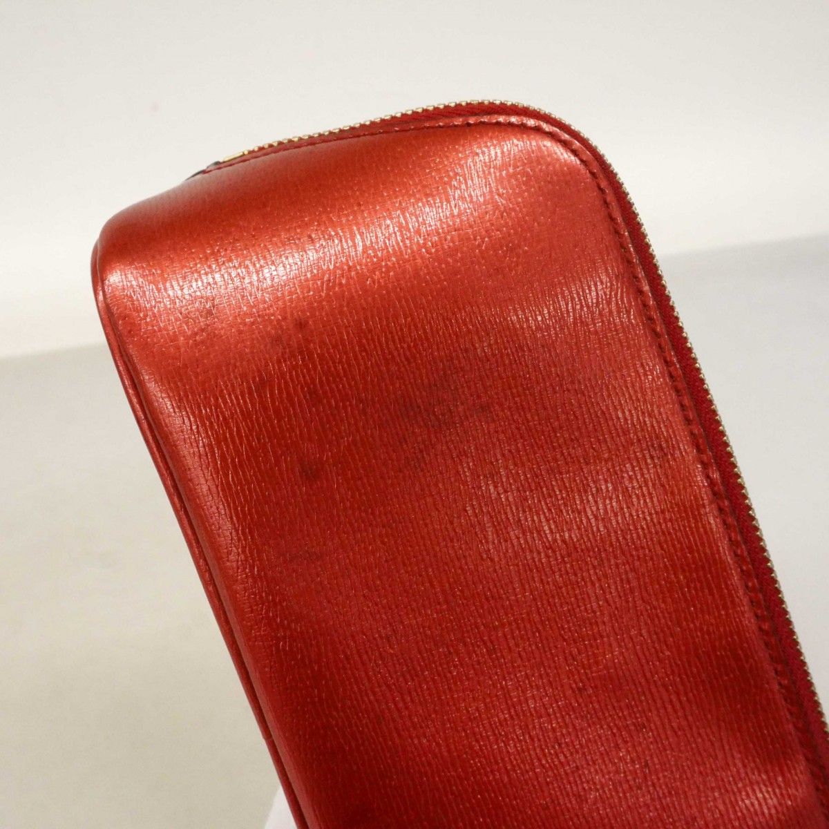 Gucci Pouch Interlocking Leather Red Gold