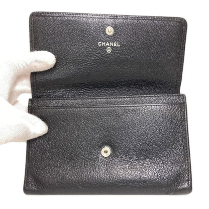 Chanel CC Logo Silver Wallet Calfskin