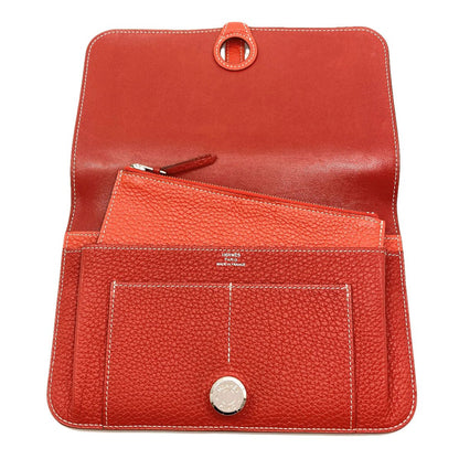 Hermes Dogon GM Duo Silver Wallet Calfskin