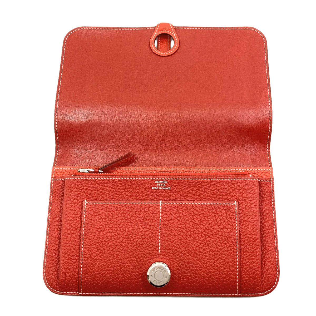 Hermes Dogon GM Duo Silver Wallet Calfskin