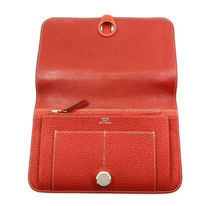Hermes Dogon GM Duo Silver Wallet Calfskin