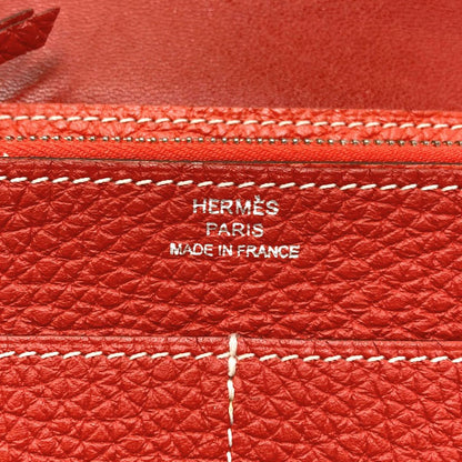 Hermes Dogon GM Duo Silver Wallet Calfskin