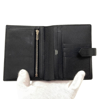 Hermes Bearn Compact Silver Bifold Wallet Epsom