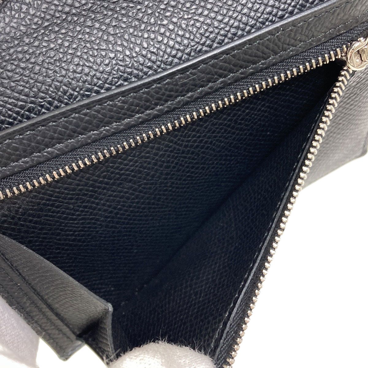 Hermes Bearn Compact Silver Bifold Wallet Epsom