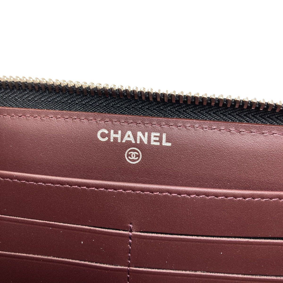 Chanel Quilted CC Logo Silver Wallet Gray Calfskin