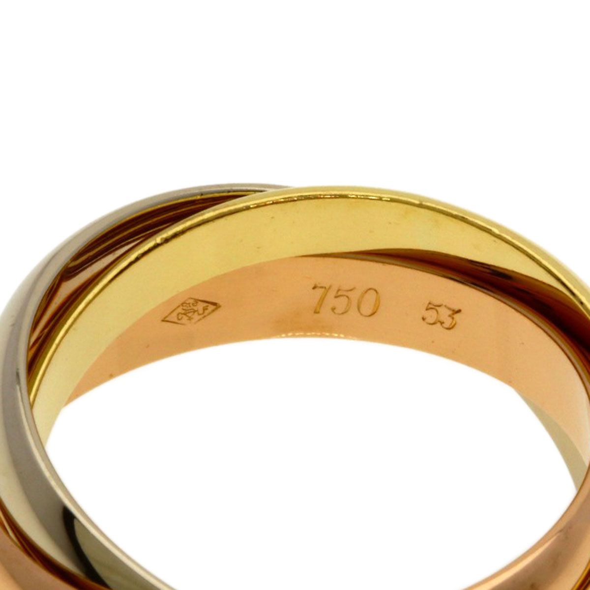 Cartier Trinity 53 Ring 18k Yellow Gold 18k White Pink