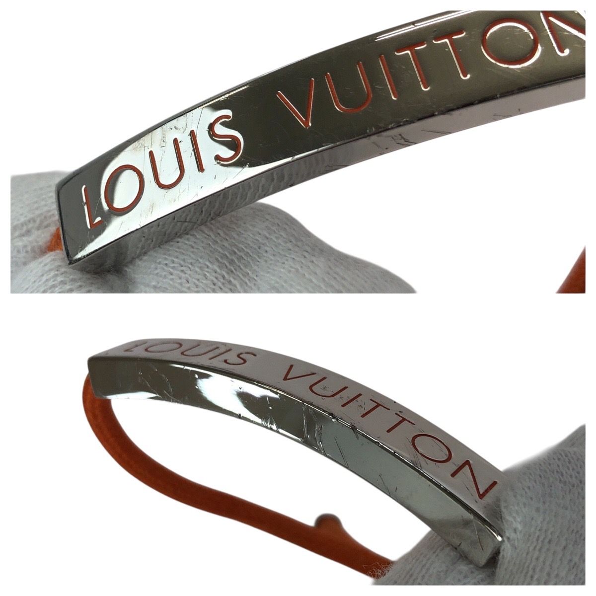 Louis Vuitton Bracelet LV Space Orange Silver Metal Bangle