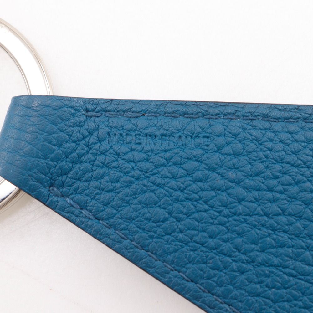 Hermes Porte Cles Tab Key Ring Togo Blue Key Holder