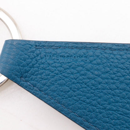 Hermes Porte Cles Tab Key Ring Togo Blue Key Holder
