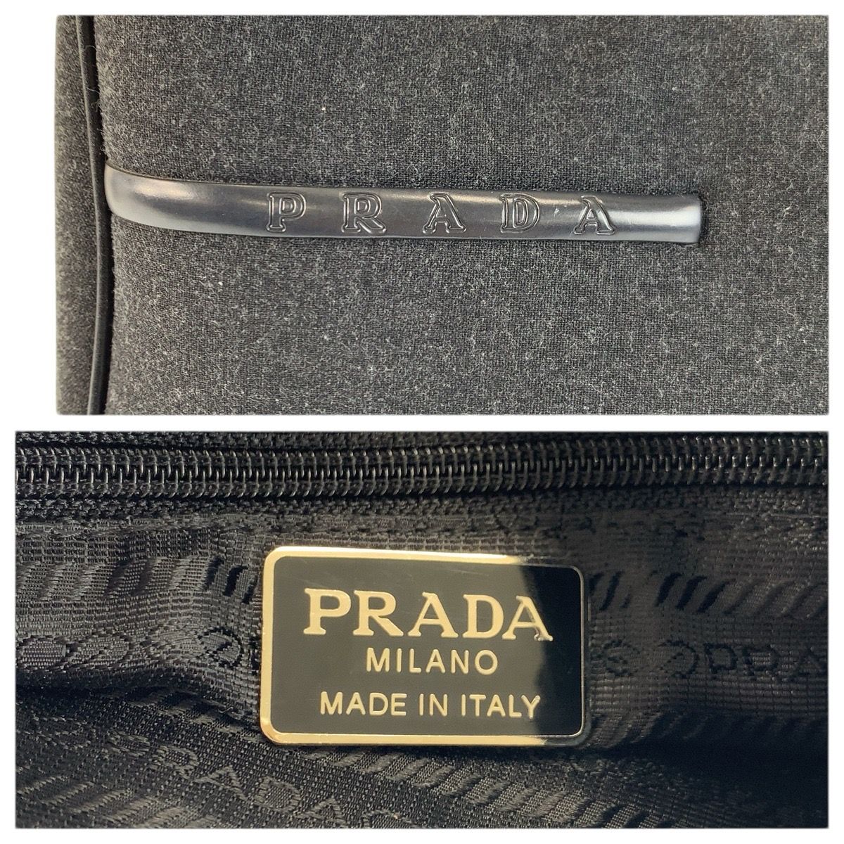 Prada Sports Gray Black Wool Nylon Handbag