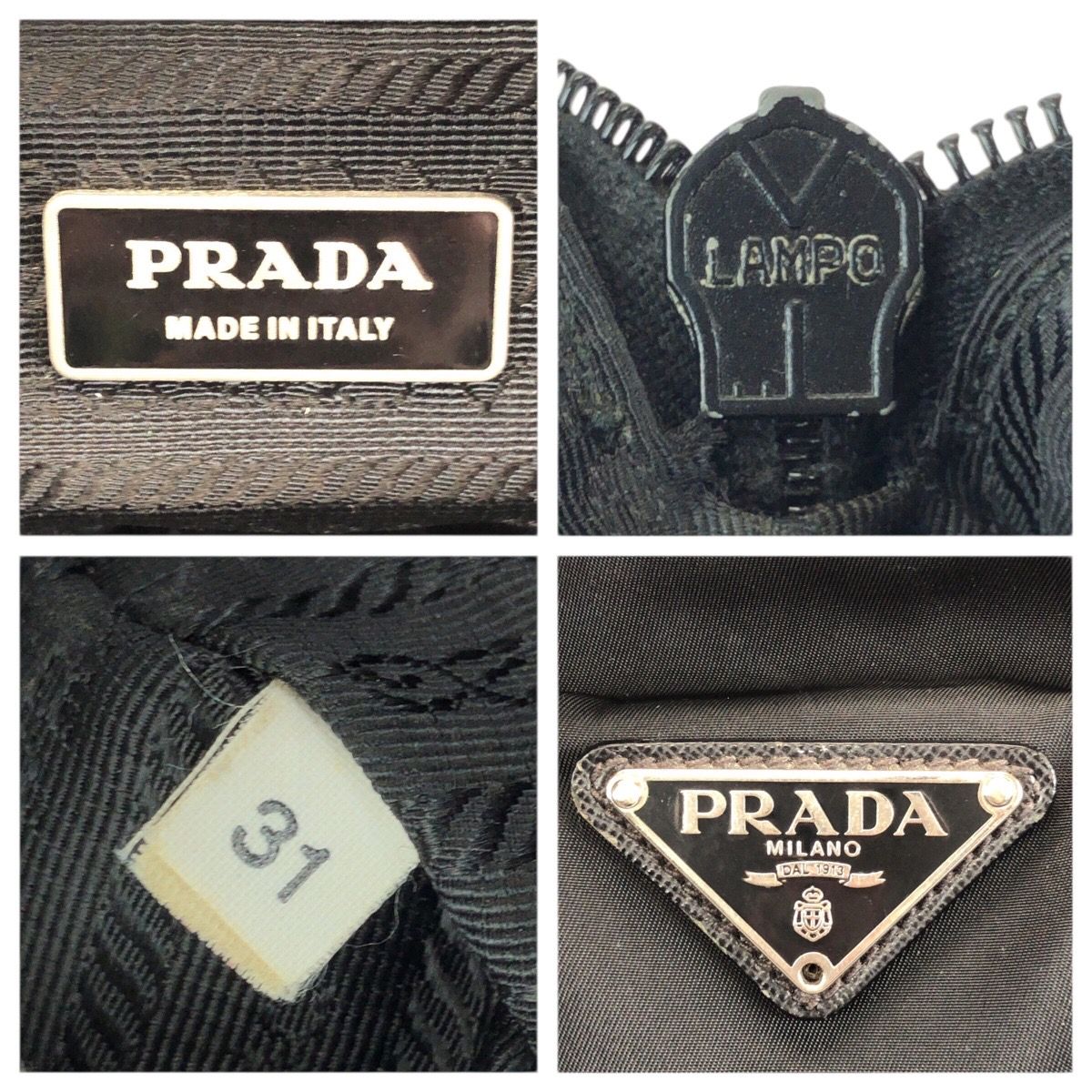 Prada Tessuto Saffiano Black Silver Nylon Leather Business Tote
