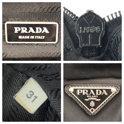 Prada Tessuto Saffiano Black Silver Nylon Leather Business Tote
